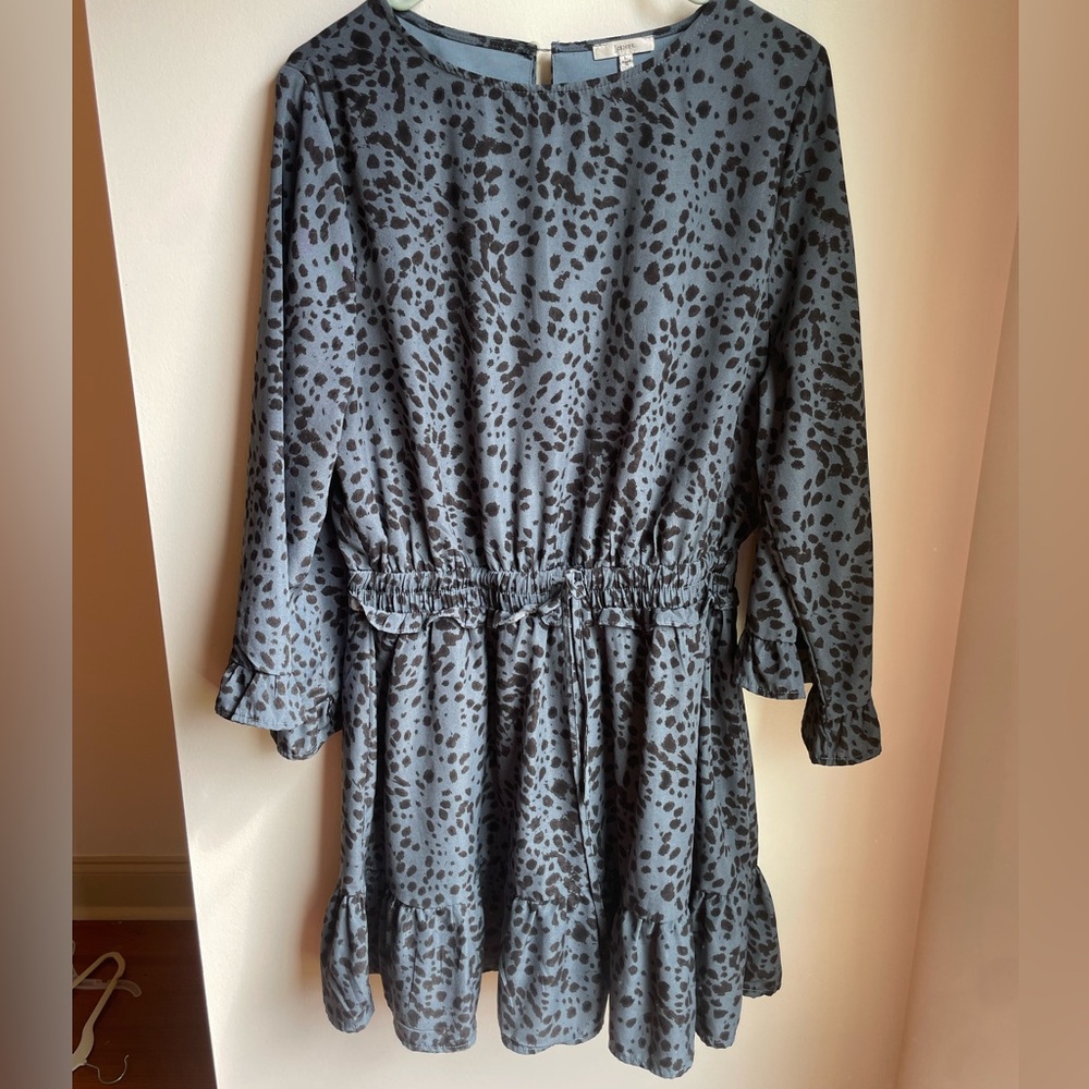 Spring Navy Mini dress with cinch waist drawstring